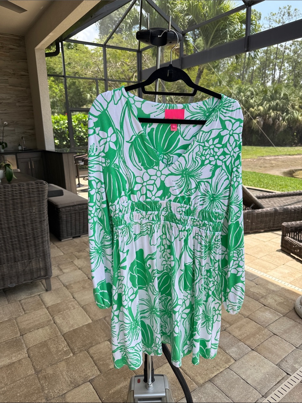 Lilly Pulitzer Green & White Print Dress – Size L